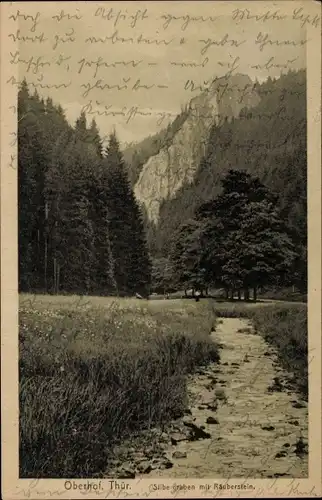 Ak Oberhof im Thüringer Wald, Silbergraben mit Räuberstein