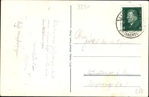 Ak Amerika Penig in Sachsen, Vogelschau, Mulde, Gedicht Ernst Scheffler