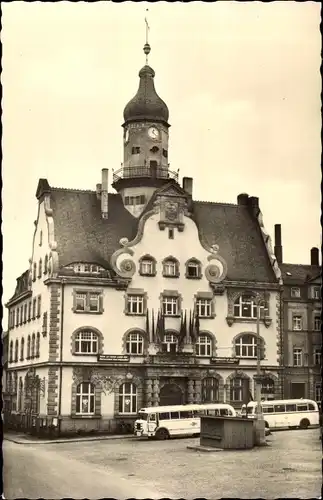 Ak Geringswalde, Rathaus, Busse, Kiosk