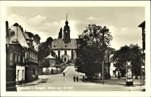 Ak Oelsnitz im Erzgebirge, Blick zur Kirche