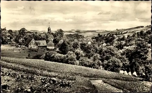 Ak Gornsdorf im Erzgebirge, Panorama über den Ort, Turm