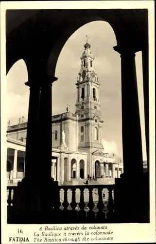 Ak Fatima Portugal, A Basilica atraves da colunata