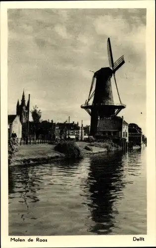 Ak Delft Südholland Niederlande, Molen de Roos