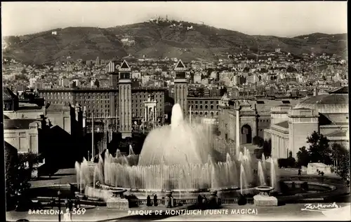 Ak Barcelona Katalonien Spanien, Parque de Montjuich (Fuente Magica)