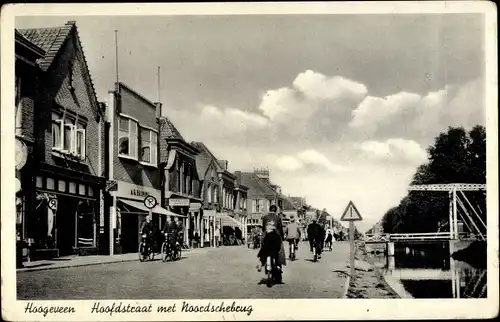 Ak Hoogeveen Drenthe, Hoofdstraat met Noordschebrug