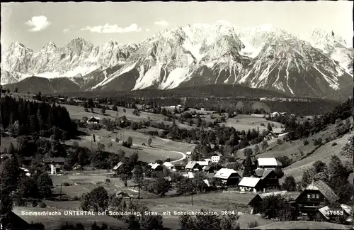 Ak Untertal Schladming Steiermark, Gesamtansicht mit Scheichenspitze