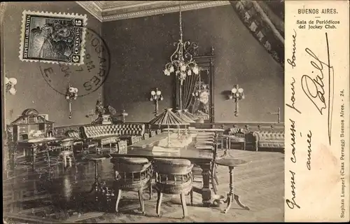 Ak Buenos Aires Argentinien, Sala de Periodicos del Jockey Club