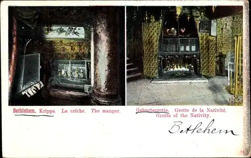 Ak Betlehem Palästina, Krippe, Geburtsgrotte