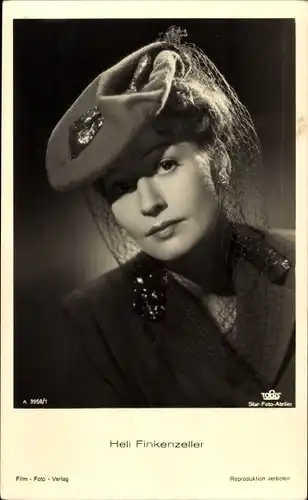 Ak Schauspielerin Heli Finkenzeller, Portrait mit Hut