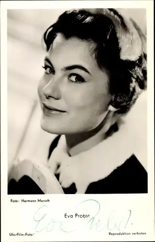 Ak Schauspielerin Eva Probst, Portrait, Autogramm