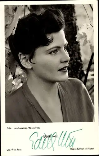 Ak Schauspielerin Edith Mill, Portrait, Autogramm