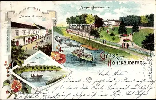 Litho Hohenbudberg Krefeld am Niederrhein, Garten Restauration Schmitz Budberg