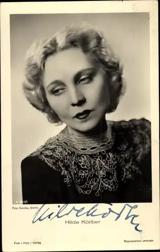 Ak Schauspielerin Hilde Körber, Portrait, blond, Locken