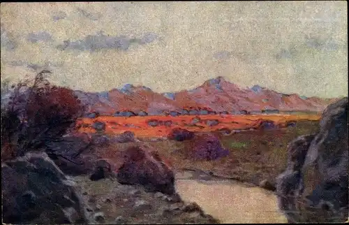 Künstler Ak Müller, Peter Paul, Namibia, Landschaft aus Deutsch Südwestafrika, Kolonialkriegerdank