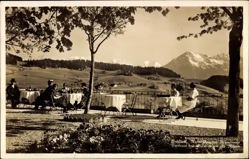 Ak Goldiwil Thun Kanton Bern Schweiz, Pension Blümlisalp, Terrasse