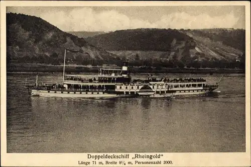 Ak Doppeldeckschiff Rheingold, Köln Düsseldorfer Rheindampfschifffahrt, Salondampfer