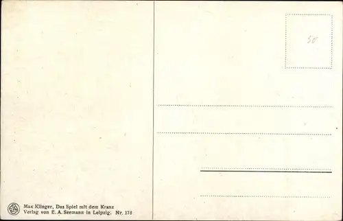 Künstler Ak Klinger, Max, Das Spiel mit dem Kranz, Blumenkranz