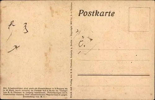 Scherenschnitt Künstler Ak Diefenbach, Göttliche Jugend 1, Teilbild 11, Bogenschütze