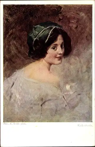 Künstler Ak Veith, E., Koketterie, Frau-Portrait, Kopfschmuck