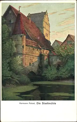 Künstler Ak Petzet, H., Die Stadtmühle