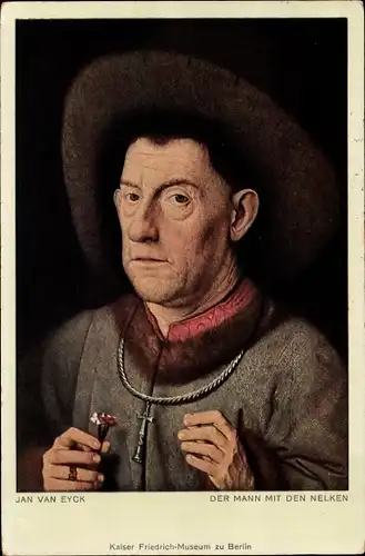 Künstler Ak Eyck, J. v., Der Mann mit den Nelken, Kreuz, Hut