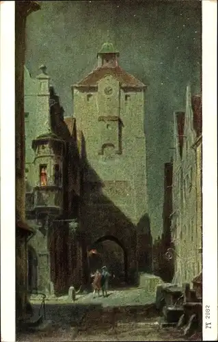 Künstler Ak Spitzweg, C., Heimkehr, Stadtuhr. Turm