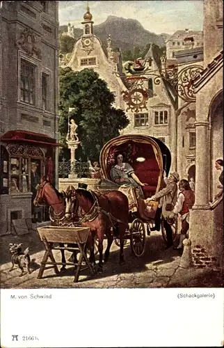 Künstler Ak Schwind, Moritz von, Die Hochzeitsreise, Kutsche, Ackermann 213 2166  b