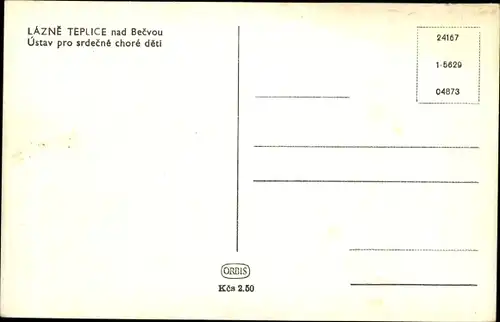 Ak Teplice nad Bečvou Teplitz Bad Region Olmütz, Ustav pro srdecne chore deti