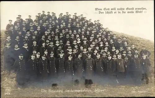 Ak Deutsches Kriegsschiff, SMS Möwe, Besatzung, Gruppenaufnahme, Seeleute