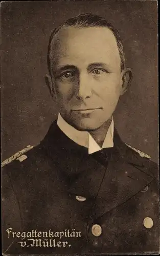Ak Fregattenkapitän Karl von Müller, SMS Emden, Portrait