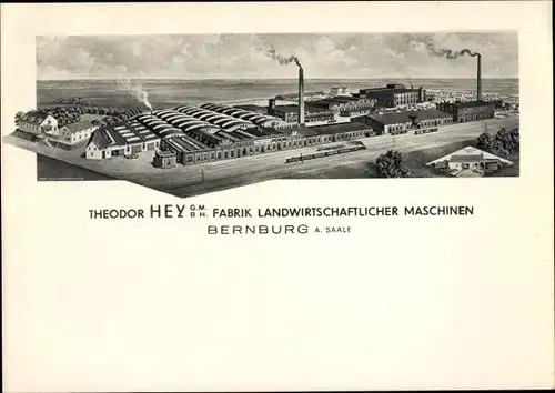 Ak Bernburg an der Saale, Theodor Hey GmbH, Fabrik landwirtschaftlicher Maschinen