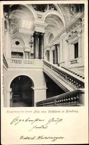 Ak Hamburg, neues Rathaus, Treppenhaus des Senats