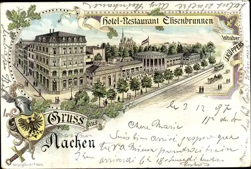 Litho Aachen in Nordrhein Westfalen, Hotel Restaurant Elisenbrunnen