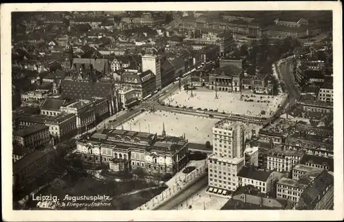 Ak Leipzig in Sachsen, Augustusplatz, Fliegeraufnahme