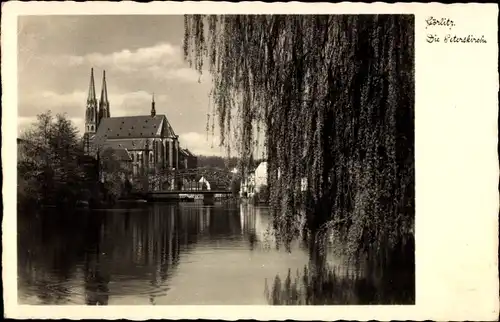 Ak Görlitz in der Lausitz, Die Peterskirche, Neißepartie