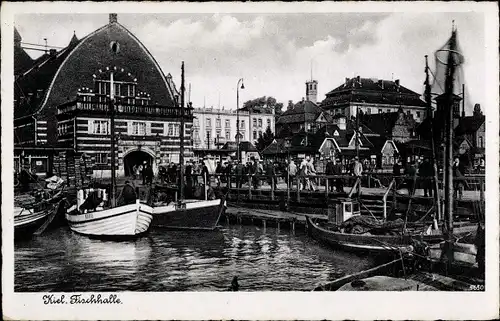 Ak Kiel Schleswig Holstein, Fischhalle, Boote