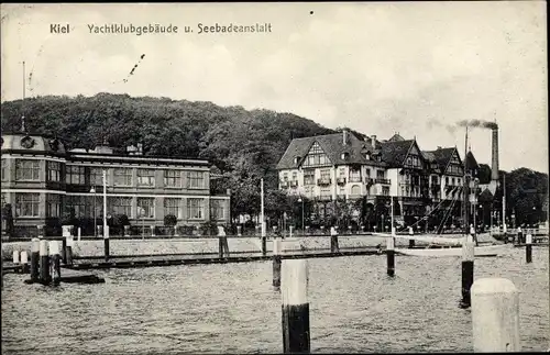 Ak Kiel Schleswig Holstein, Yachtklubgebäude, Seebadeanstalt