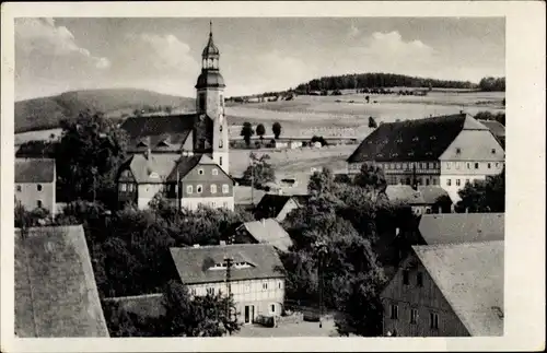 Ak Waltersdorf Großschönau in der Oberlausitz, Zittauer Gebirge, Blick über die Dächer, Kirche