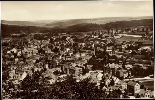 Ak Aue im Erzgebirge Sachsen, Blick auf den Ort