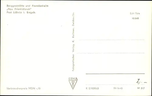 Ak Lößnitz im Erzgebirge, Berggaststätte und Fremdenheim Neu Friedrichsruh