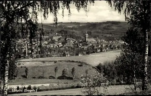 Ak Lößnitz im Erzgebirge Sachsen, Ortsansicht, Kirche