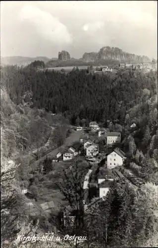 Ak Ostrau Bad Schandau Sächsische Schweiz, Blick auf Kirnitzschtal und Ostrau