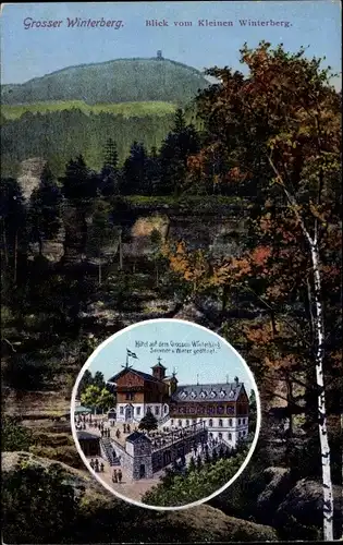 Ak Ostrau Bad Schandau Sächsische Schweiz, Großer Winterberg, Blick vom kleinen Winterberg