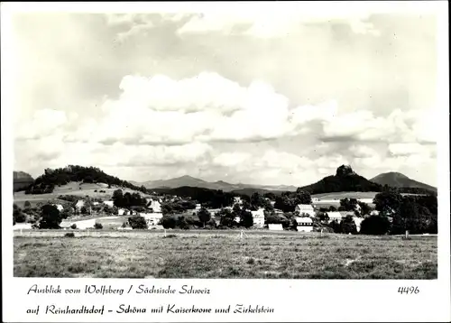 Ak Reinhardtsdorf Schöna Sächsische Schweiz, Ausblick vom Wolfsberg, Kaiserkrone, Zirkelstein