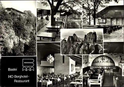Ak Lohmen im Elbsandsteingebirge, HO Berghotel Bastei, Innenansichten, Basteibrücke