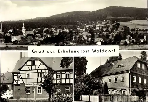 Ak Walddorf Kottmar in der Oberlausitz, Panorama mit Blick zum Kottmar, Gaststätte Zur Klause