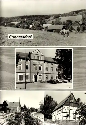 Ak Cunnersdorf Pirna in Sachsen, Teilansicht, Gasthof Erbgericht, Fachwerkhaus