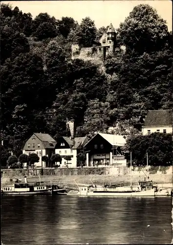 Ak Rathen an der Elbe Sächsische Schweiz, Ferienheim der Deutschen Notenbank Berlin, Burgruine