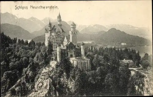 Ak Hohenschwangau Schwangau im Ostallgäu, Schloss Neuschwanstein
