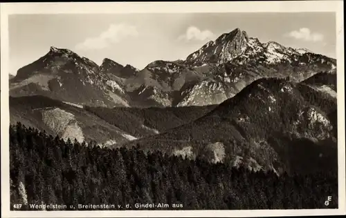 Ak Bad Aibling in Oberbayern, Wendelstein, Breitenstein v. d. Gindel Alm aus